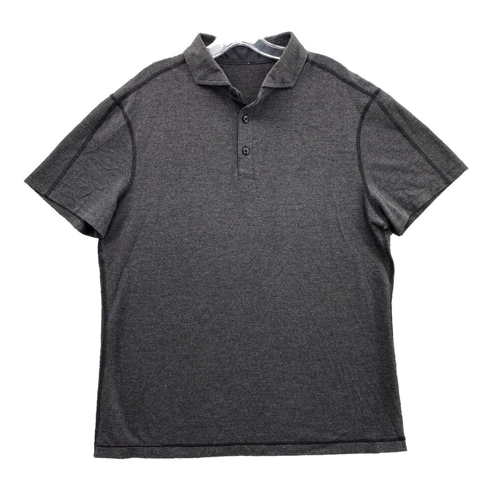 Lululemon Polo Tech Mens Shirt Large Black Golf Athletic Gorpcore Casual Stretch